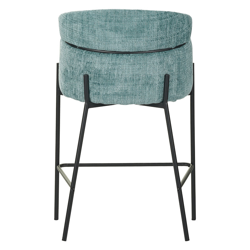 Bar stool Tolerse Inart green fabric-leg black metal