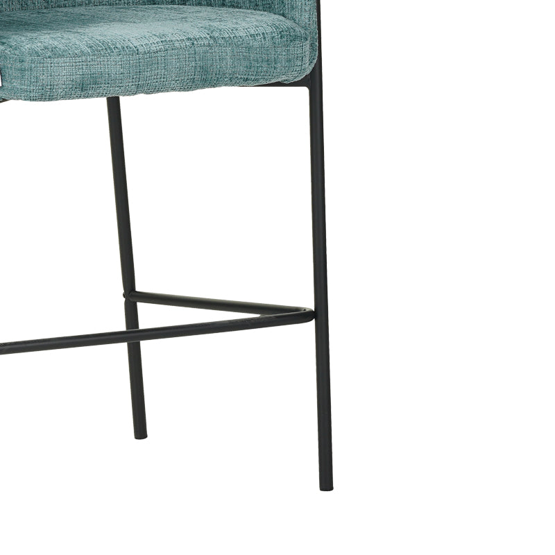 Bar stool Tolerse Inart green fabric-leg black metal