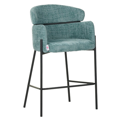 Bar stool Tolerse Inart green fabric-leg black metal