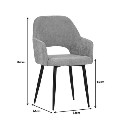 Factols Inart armchair beige-grey fabric-leg black metal 53x61x84cm