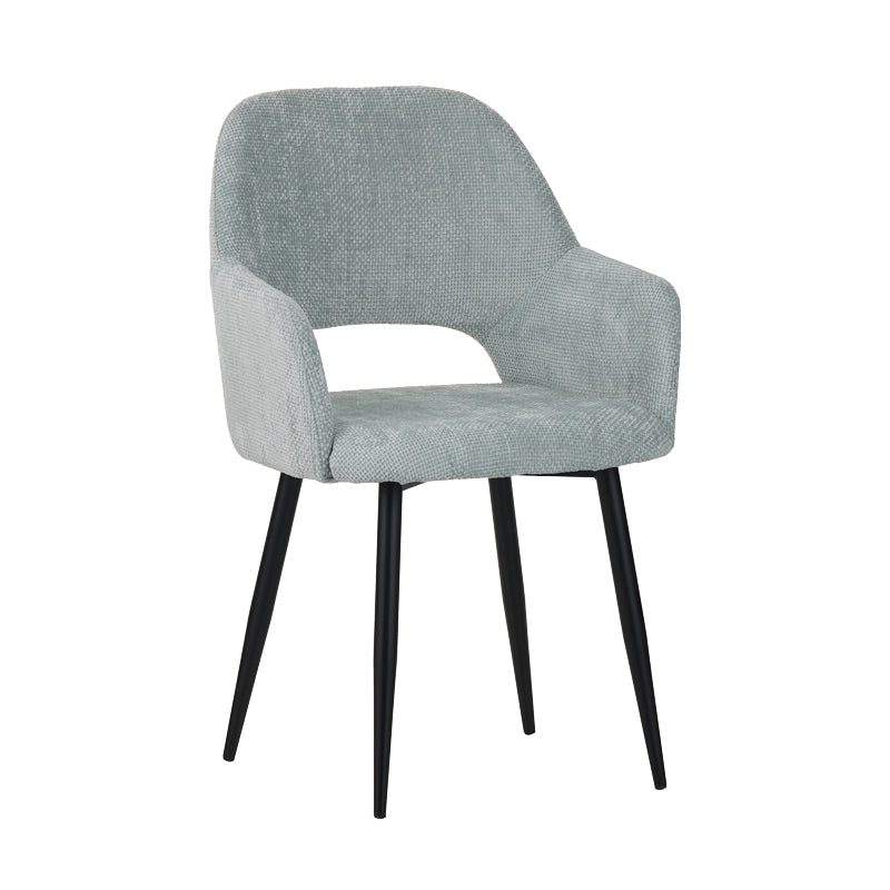 Factols Inart armchair light green fabric-leg black metal 53x61x84cm