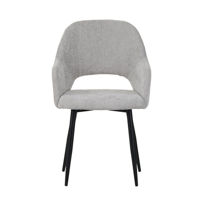 Factols Inart armchair light gray fabric-leg black metal 53x61x84cm