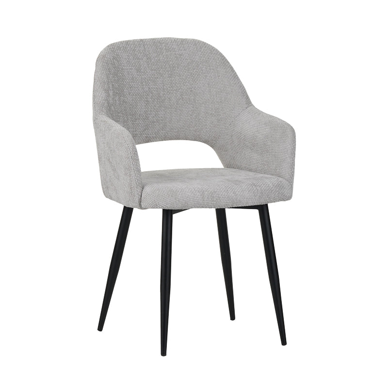 Factols Inart armchair light gray fabric-leg black metal 53x61x84cm