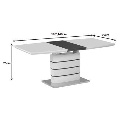 Extendable table Darsile Inart grey-charcoal mdf 140-180x90x76cm