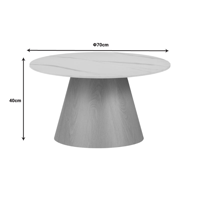 Coffee table Soleire Inart white marble sintered stone-metal base D70x41.5cm