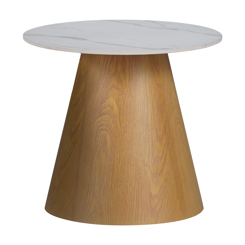 Side table Soleire Inart white marble sintered stone-μεταλλική βάση D50x47.5cm