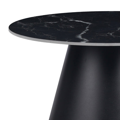 Fabrin Inart side table black marble sintered stone-black metal D70x40cm