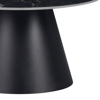 Fabrin Inart side table black marble sintered stone-black metal D70x40cm