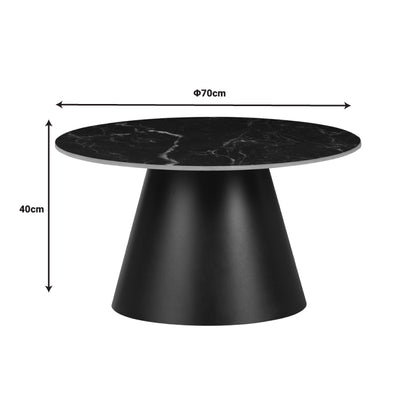 Fabrin Inart side table black marble sintered stone-black metal D70x40cm