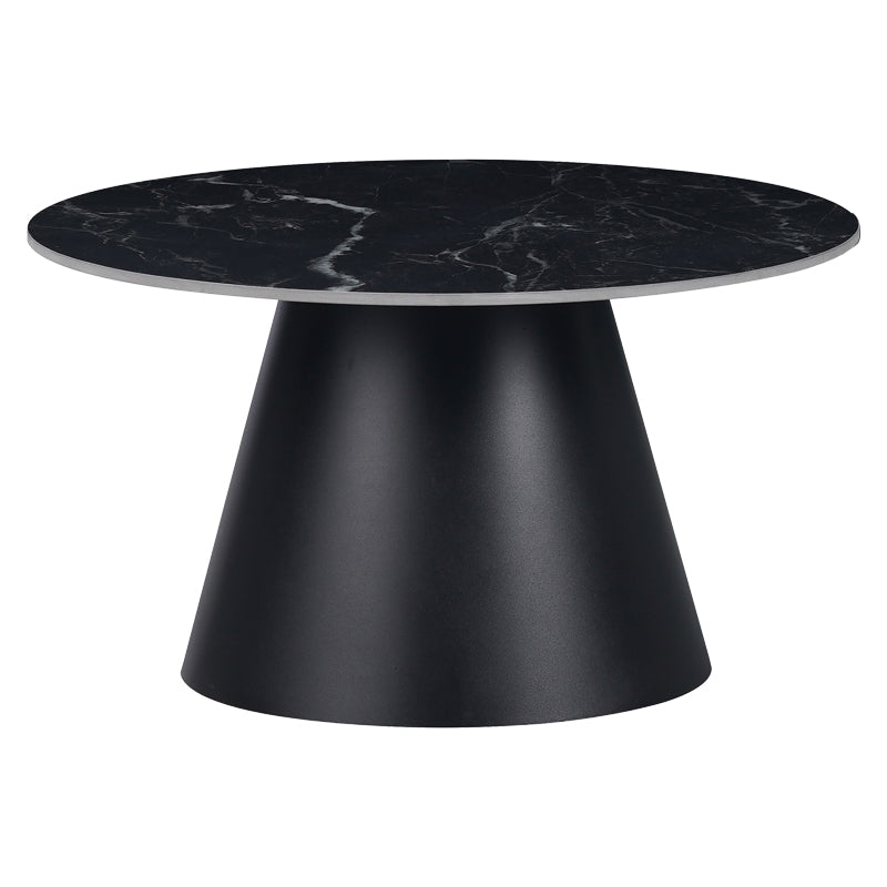 Fabrin Inart side table black marble sintered stone-black metal D70x40cm