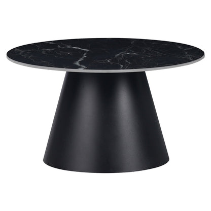 Fabrin Inart side table black marble sintered stone-black metal D70x40cm