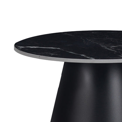 Fabrin Inart side table black marble sintered stone-black metal D50x46cm