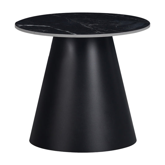 Fabrin Inart side table black marble sintered stone-black metal D50x46cm