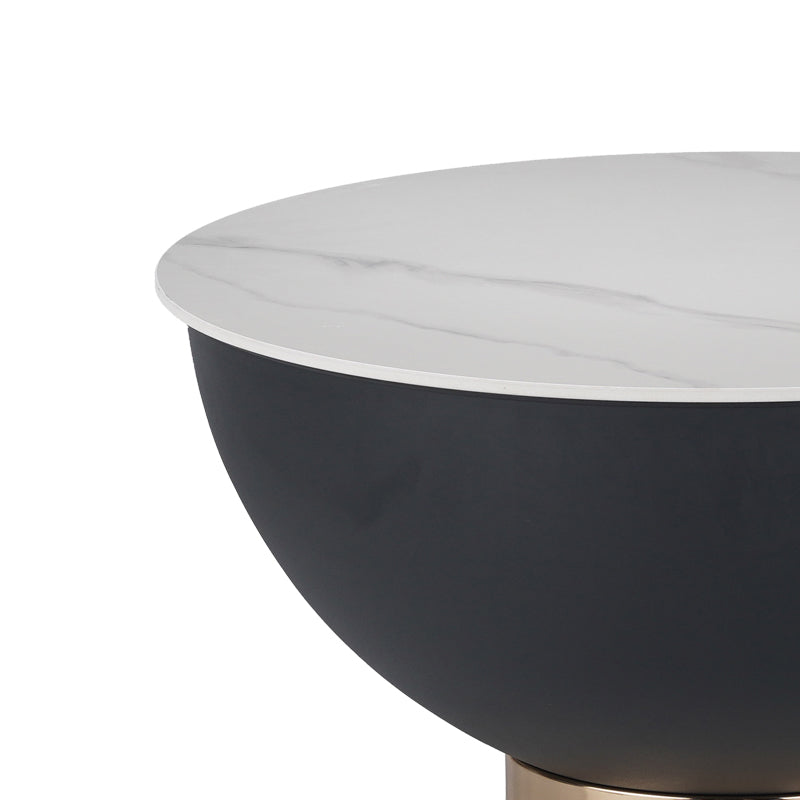 Side table Erasmine Inart white marble sintered stone D70x37cm