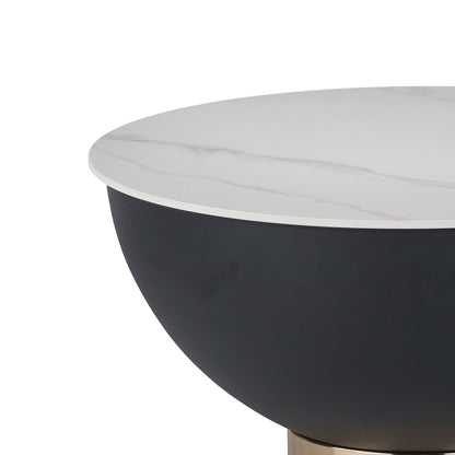 Side table Erasmine Inart white marble sintered stone D70x37cm