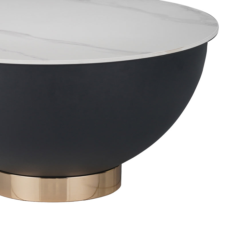 Side table Erasmine Inart white marble sintered stone D70x37cm