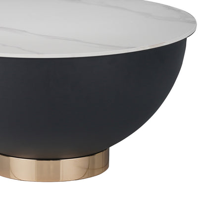 Side table Erasmine Inart white marble sintered stone D70x37cm