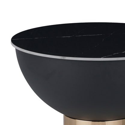 Side table Erasmine Inart black sintered stone marble D70x37cm