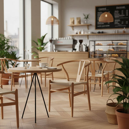 Wishbone chair rubberwood-rope in natural shade 53.5x57x74cm