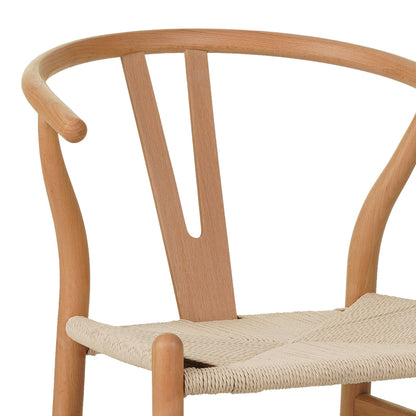 Wishbone chair rubberwood-rope in natural shade 53.5x57x74cm