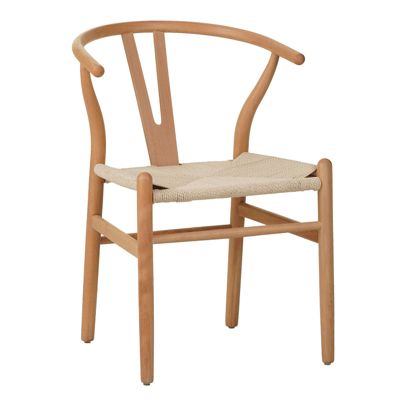 Wishbone chair rubberwood-rope in natural shade 53.5x57x74cm