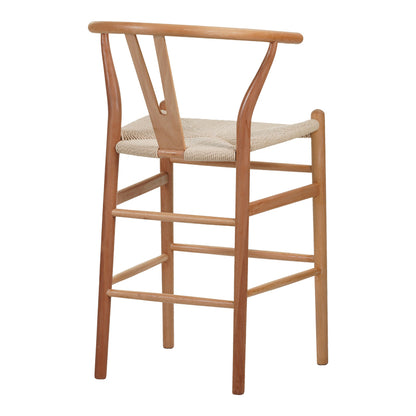 Bar stool Wishbone middle height rubberwood-rope in natural shade 55x49x96cm