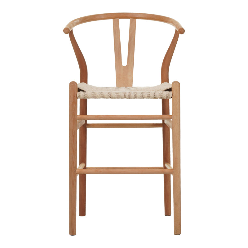Bar stool Wishbone middle height rubberwood-rope in natural shade 55x49x96cm