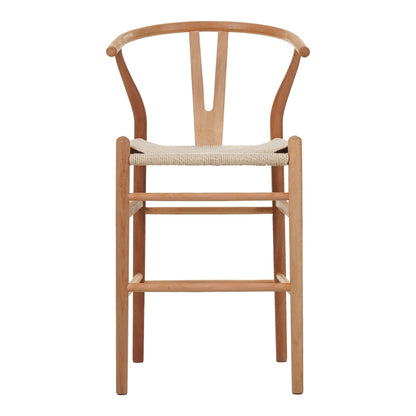 Bar stool Wishbone middle height rubberwood-rope in natural shade 55x49x96cm