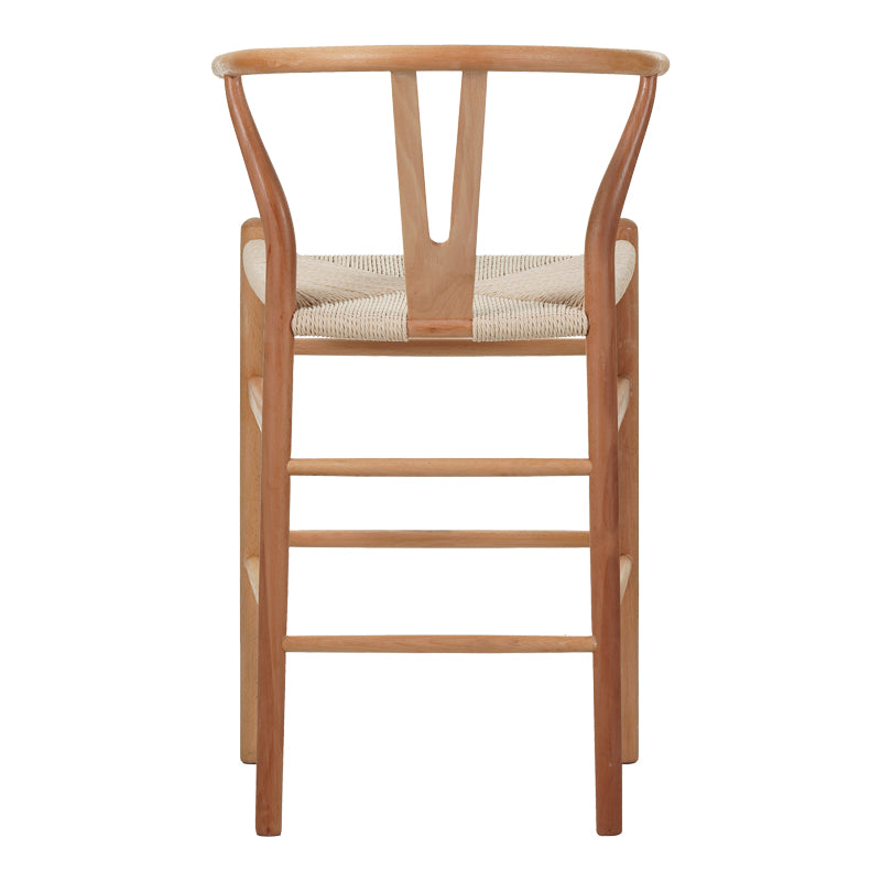 Bar stool Wishbone middle height rubberwood-rope in natural shade 55x49x96cm
