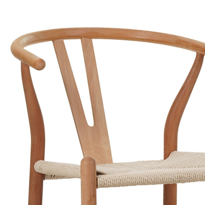 Bar stool Wishbone middle height rubberwood-rope in natural shade 55x49x96cm