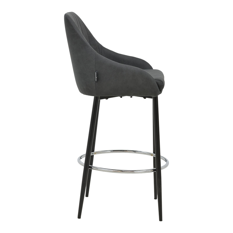 Bar Stool Patrin dark grey color pu-metal leg in black color