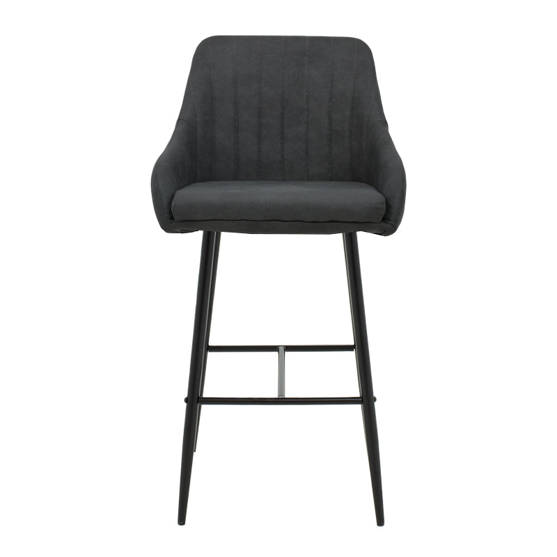 Bar Stool Patrin dark grey color pu-metal leg in black color