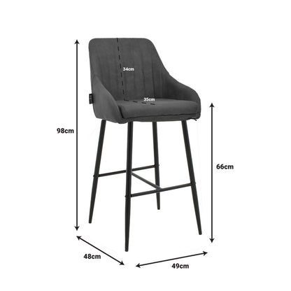 Bar Stool Patrin dark grey color pu-metal leg in black color