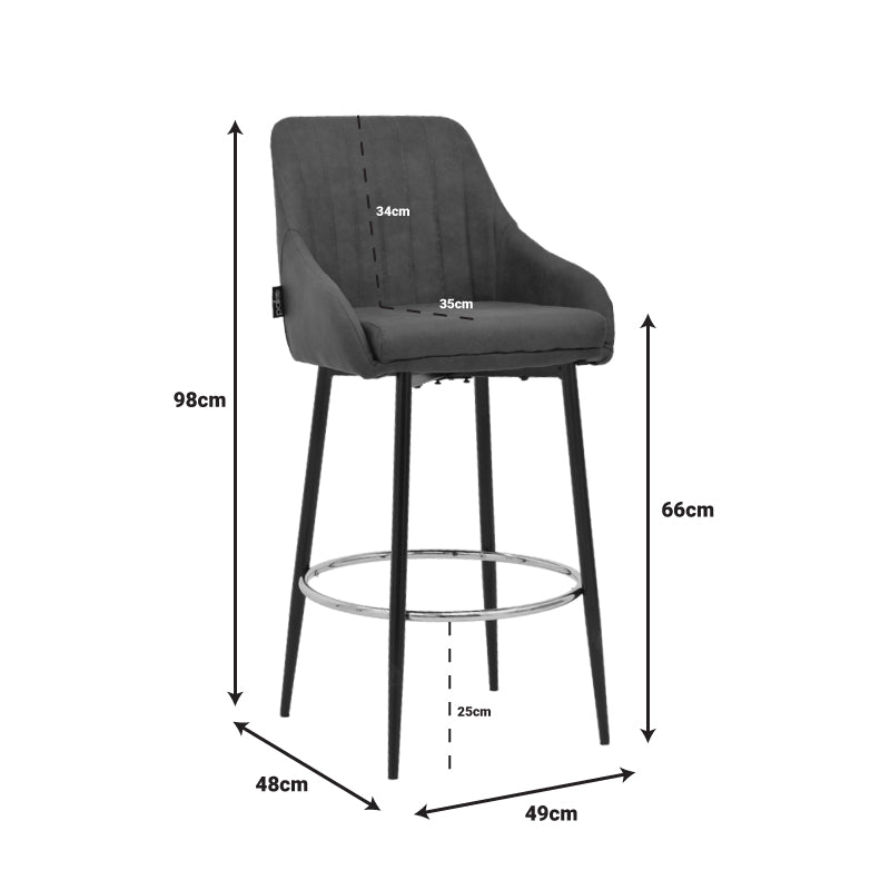 Bar Stool Patrin dark grey color pu-metal leg in black color