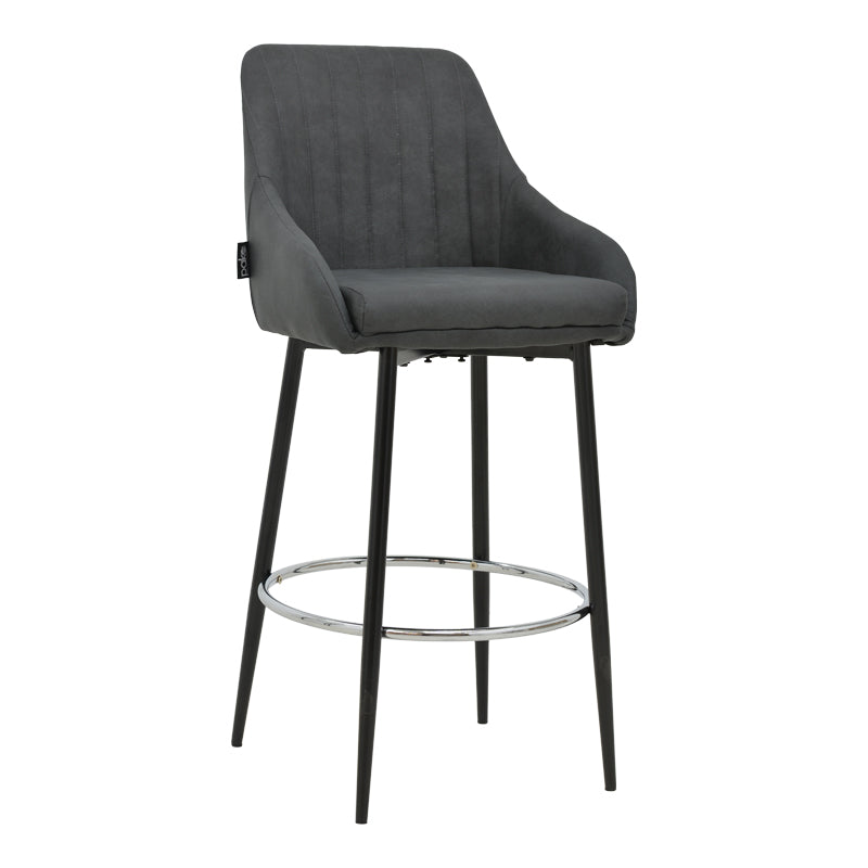 Bar Stool Patrin dark grey color pu-metal leg in black color