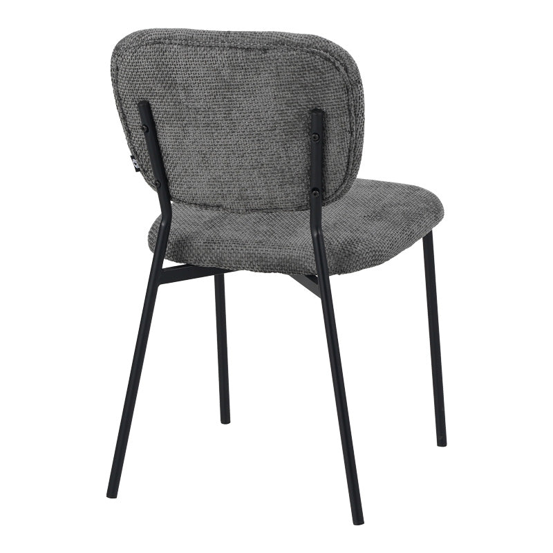 Cathair chair bouclé fabric in dark grey green color with black metallic legs 48x53x82cm