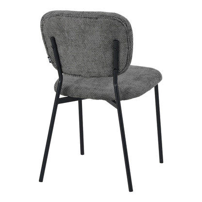 Cathair chair bouclé fabric in dark grey green color with black metallic legs 48x53x82cm