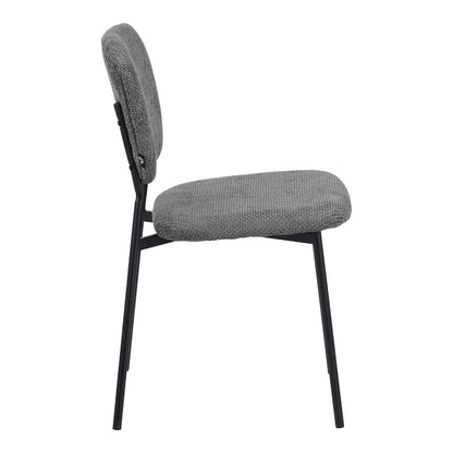 Cathair chair bouclé fabric in dark grey green color with black metallic legs 48x53x82cm
