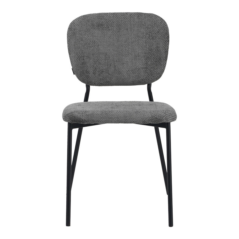 Cathair chair bouclé fabric in dark grey green color with black metallic legs 48x53x82cm