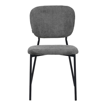 Cathair chair bouclé fabric in dark grey green color with black metallic legs 48x53x82cm