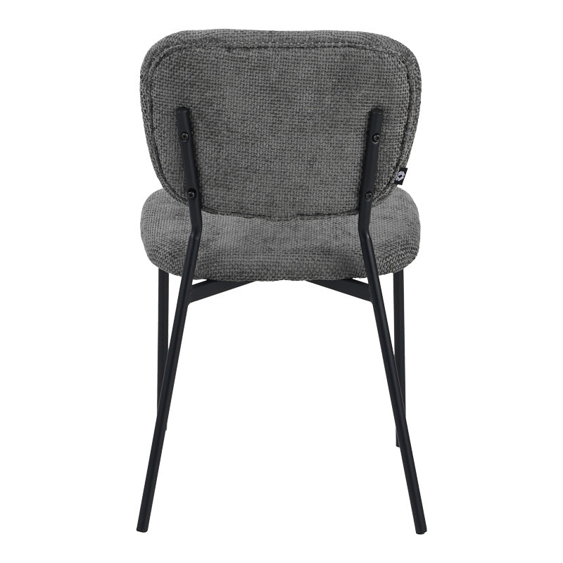 Cathair chair bouclé fabric in dark grey green color with black metallic legs 48x53x82cm
