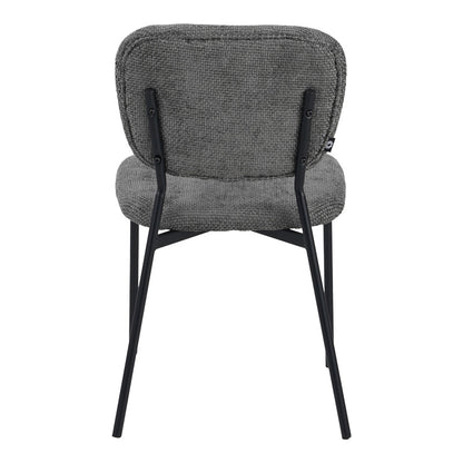 Cathair chair bouclé fabric in dark grey green color with black metallic legs 48x53x82cm