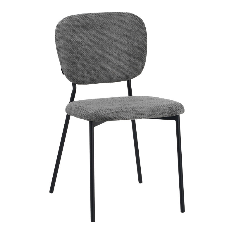 Cathair chair bouclé fabric in dark grey green color with black metallic legs 48x53x82cm