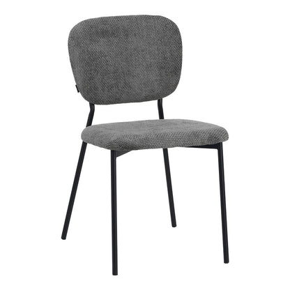 Cathair chair bouclé fabric in dark grey green color with black metallic legs 48x53x82cm