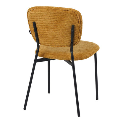 Cathair pakoworld chair bouclé fabric in yellow color with black metallic legs 48x53x82cm