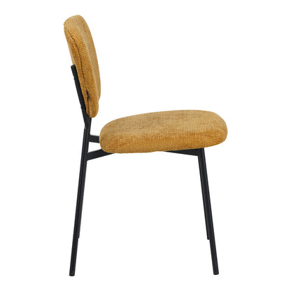 Cathair pakoworld chair bouclé fabric in yellow color with black metallic legs 48x53x82cm
