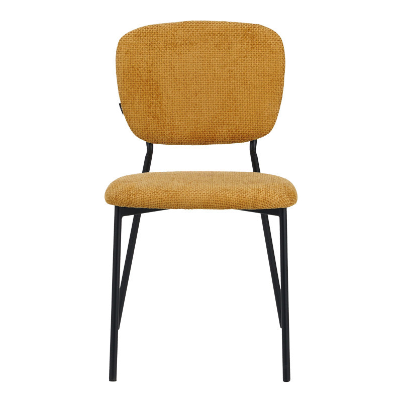 Cathair pakoworld chair bouclé fabric in yellow color with black metallic legs 48x53x82cm