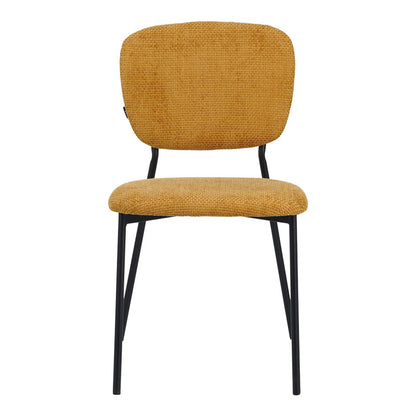 Cathair pakoworld chair bouclé fabric in yellow color with black metallic legs 48x53x82cm