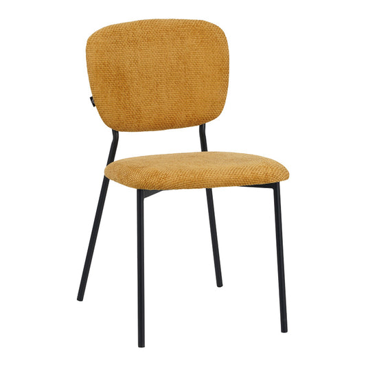 Cathair chair bouclé fabric in yellow color with black metallic legs 48x53x82cm