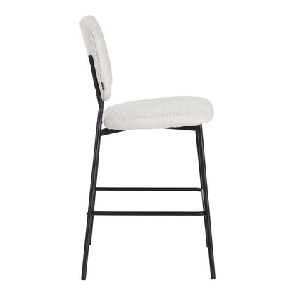 Cathair bar stool bouclé fabric in beige color with black metallic legs 48x54x100cm